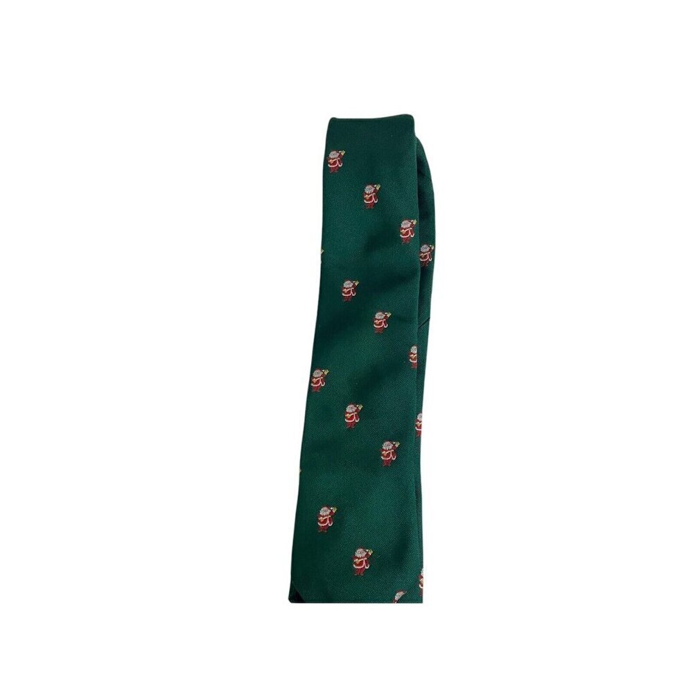 Harley Shoemaker Christmas Necktie Santa Tie Green Holiday